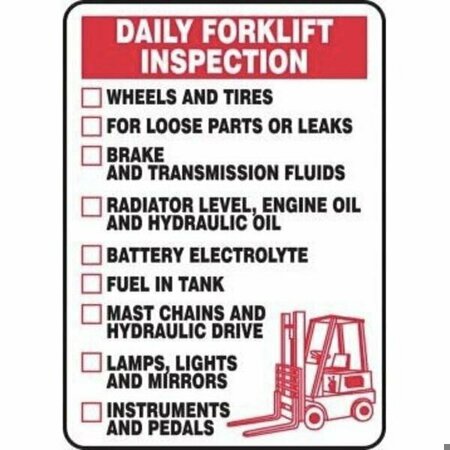 ACCUFORM DAILY FORKLIFT INSPECTION SAFETY SIGN MVHR925XP